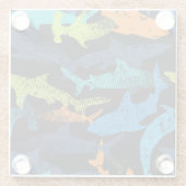 サメのパターンモダン、都市 ガラスコースター (裏面)