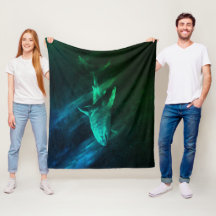 サメのブルーグリーン 50 x 60 フリースブランケット