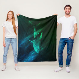 サメのブルーグリーン 50 x 60 フリースブランケット