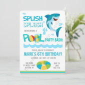 サメのプールパーティー誕生日招待状 招待 招待状 (スタンド正面)