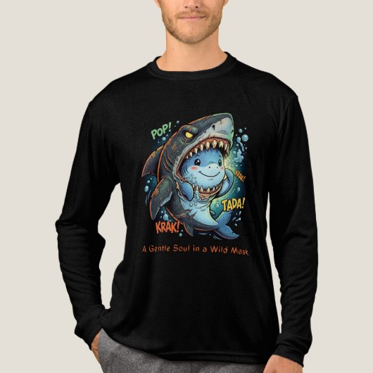 サメの優しい心 トライブレンドTシャツ (正面)