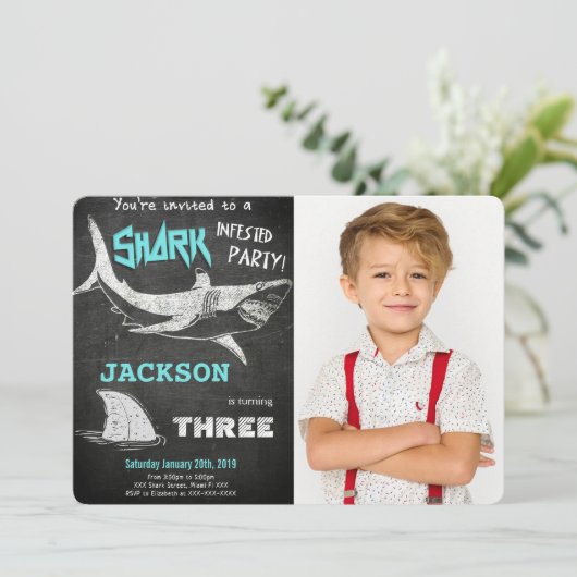 サメの写真招待状 招待状 (スタンド正面)