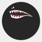 サメの口アートのシンボル – サメ愛好家のためのギフト ラウンドシール (正面)