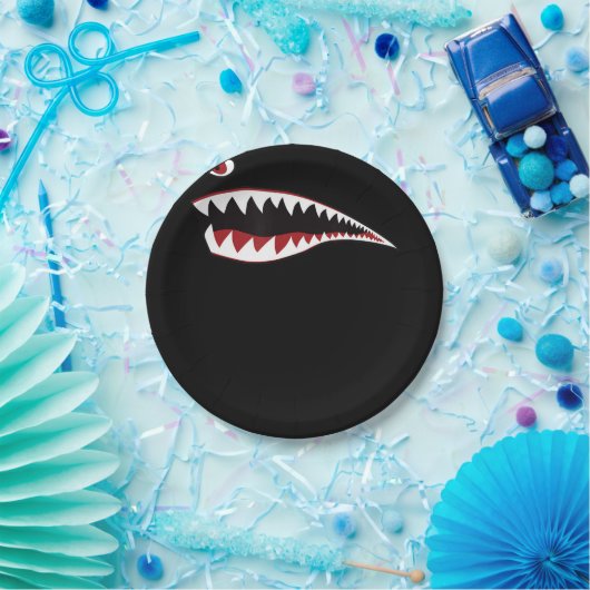 サメの口（こ）の絵のシンボル – サメ愛好家への贈り物 ペーパープレート (パーティー)