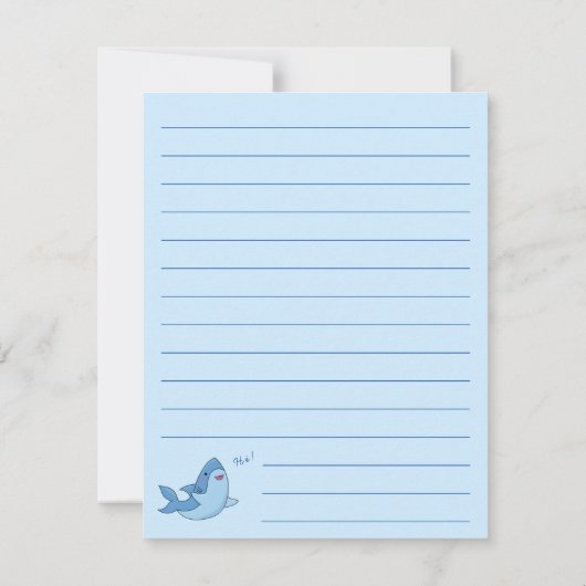 サメの子どものかわいいかわいいのフラットカード サンキューカード (裏面)