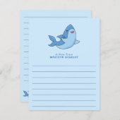 サメの子どものかわいいかわいいのフラットカード サンキューカード (正面/裏面)