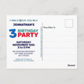 サメの子供の誕生日招待状 ポストカード (裏面)