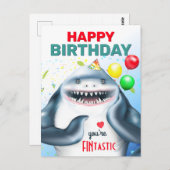 サメの子供の誕生日 ポストカード (正面/裏面)
