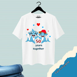 サメの幸せなカップル Tシャツ