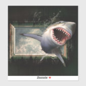 サメの攻撃は水から飛び出した3dスタイル シール (シート)