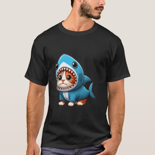 サメの格好をした猫 1 Tシャツ (正面)