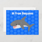 サメの楽しい漫画イラスト ポストカード (正面/裏面)