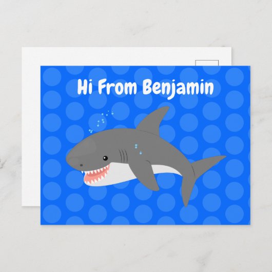 サメの楽しい漫画イラスト ポストカード (正面/裏面)