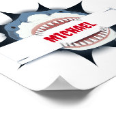 サメの歯が口を開パーソナライズされたく ポスター (角)