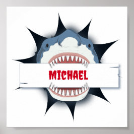 サメの歯が口を開パーソナライズされたく ポスター