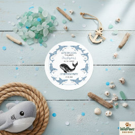 サメの海の生き物 1歳の誕生日 | 海の中のテーマ ラウンドシール