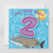 サメの海底2歳の誕生日パーティーの招待状 招待状 (正面)