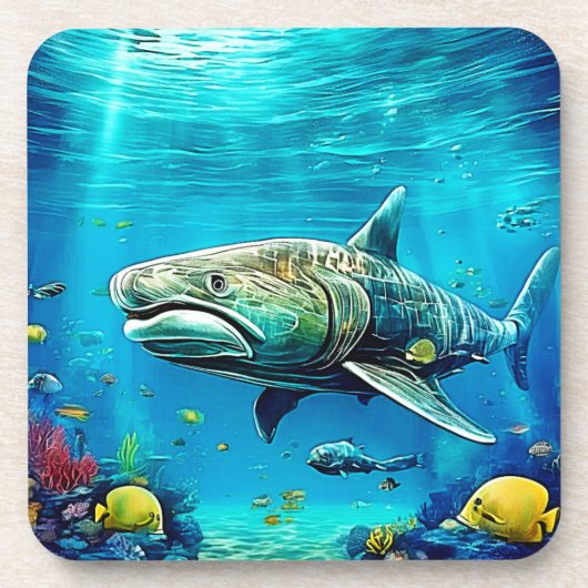 サメの海洋捕食者アート コースター (正面)