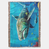 サメの海洋捕食者アート スローブランケット (正面縦)
