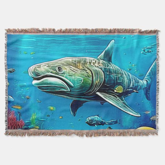 サメの海洋捕食者アート スローブランケット (正面)