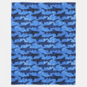 サメの深いシーブルーおもしろいファイルをいじめる フリースブランケット (正面)