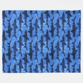 サメの深いシーブルーおもしろいファイルをいじめる フリースブランケット (正面(横))