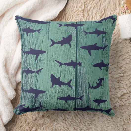 サメの狂乱水中海の生き物パターン クッション (ブランケット)