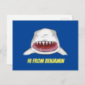 サメの白いイラスト ポストカード (正面/裏面)