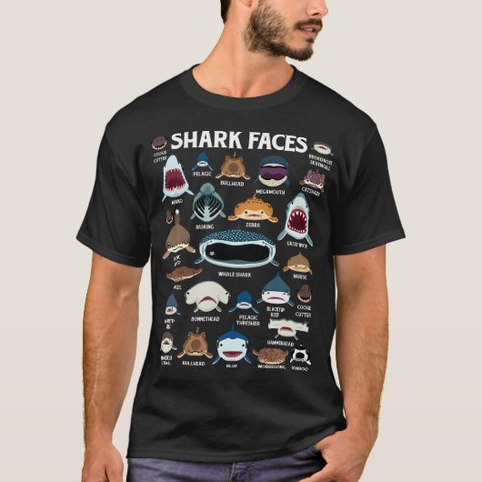 サメの種類顔識別誕生日Scho Tシャツ (正面)