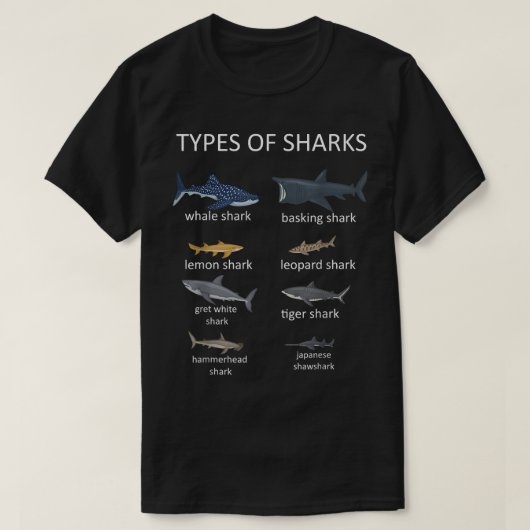 サメの種類 Tシャツ (デザイン正面)