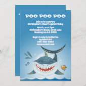 サメの笑顔イラストレーション少年テーマパーティーinvita 招待状 (正面/裏面)