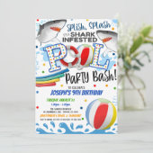 サメの襲撃プールパーティーの招待状 招待状 (スタンド正面)