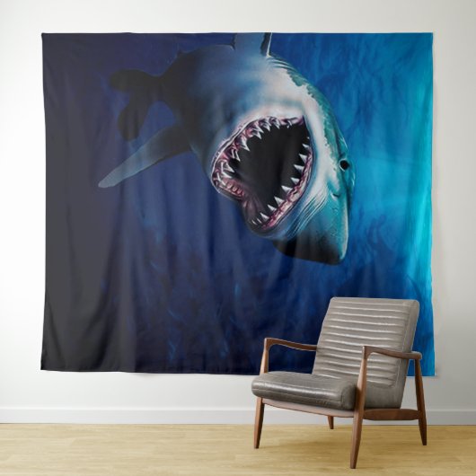 サメの襲撃 | 海の写真用背景 タペストリー (インサイチュ(横))