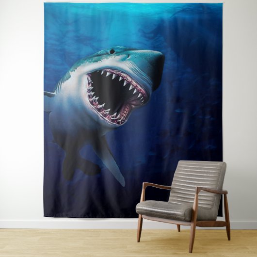サメの襲撃 | 海の写真用背景 タペストリー (インサイチュ)