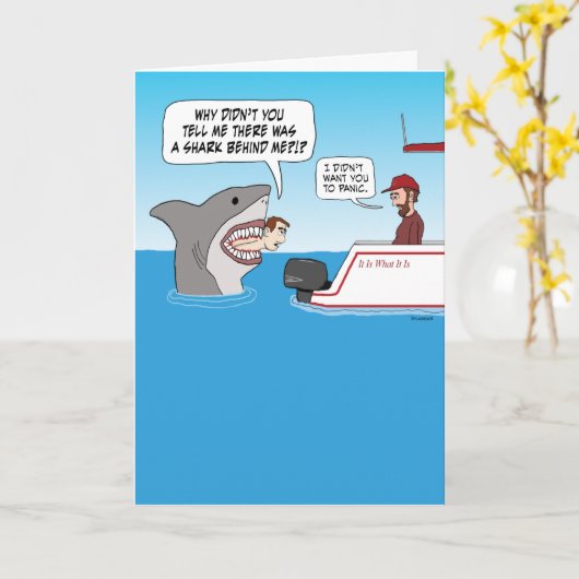 サメの誕生日でパニックにされたくないおもしろい カード (黄色い花)