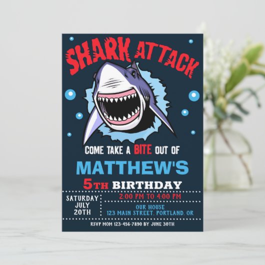 サメの誕生日の招待 招待状 (スタンド正面)