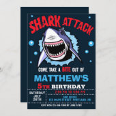 サメの誕生日の招待 招待状 (正面/裏面)
