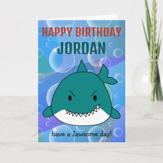 サメの誕生日グッズ オーダーメイド カード (正面)