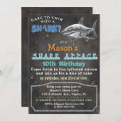 サメの誕生日チョークボード招待状 招待状 (正面/裏面)