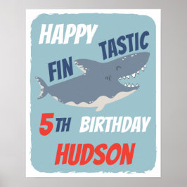 サメの誕生日パーティーおめでとう フィンタスティック  何歳でも ポスター