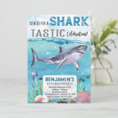 サメの誕生日パーティーの招待状 招待状 (スタンド正面)