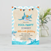 サメの誕生日パーティー招待状 招待状 (スタンド正面)