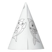 サメの誕生日パーティー – あなたの独自のパーティー帽子を着色 パーティーハット (裏面)