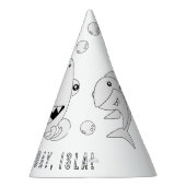 サメの誕生日パーティー – あなたの独自のパーティー帽子を着色 パーティーハット (右)