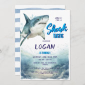 サメの誕生日パーティー 招待状 (正面/裏面)