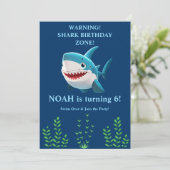 サメの誕生日招待状 少年|編集可能 招待状 (スタンド正面)