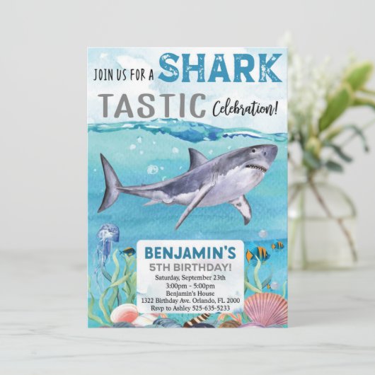 サメの誕生日招待状 招待状 (スタンド正面)