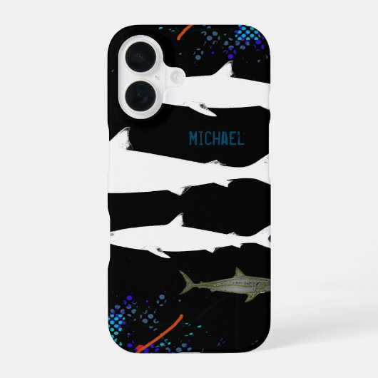 サメの野生の海の動物 iPhone 16ケース (裏面)