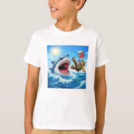 サメの釣り漫画 Tシャツ