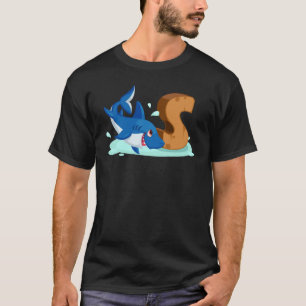 サメのS アルファベット 動物 少年少女用 Tシャツ